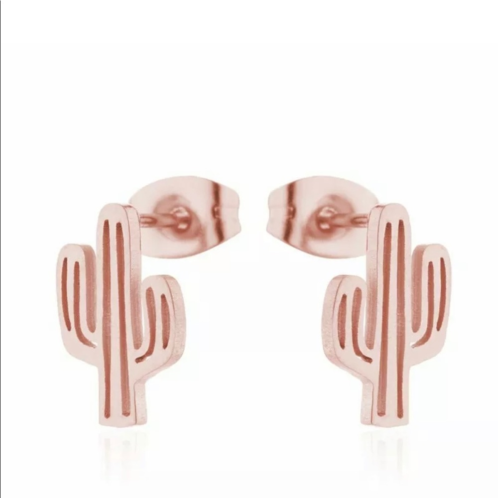 Cute NWT Rose Gold Cactus Post Earrings